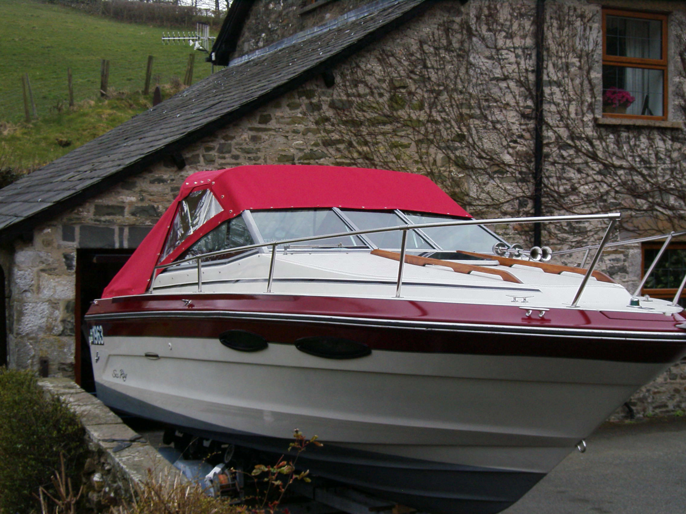 Custom Red 2-Pole Speed Boat Hood