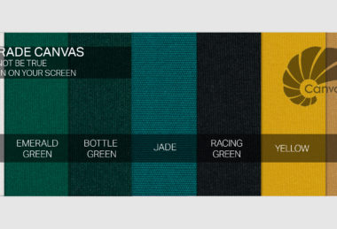 Marine Grade Canvas in white, emerald green, bottle green, jade, racing green, yellow and maize