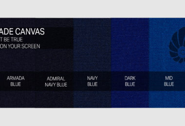 Marine Grade Canvas Fabric Swatches In Midnight-Blue, Armada-Blue, Admiral Navy-Blue, Navy-Blue, Dark-Blue, Mid-Blue And Indigo-blue