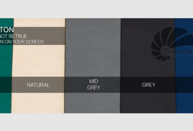 The Poly-Cotton Fabric Swatches In Green, Natural, Mid-Grey, Grey And Blue