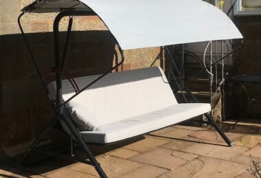 Custom Light-Grey Outdoor Swing Seat Cover and Upholstery