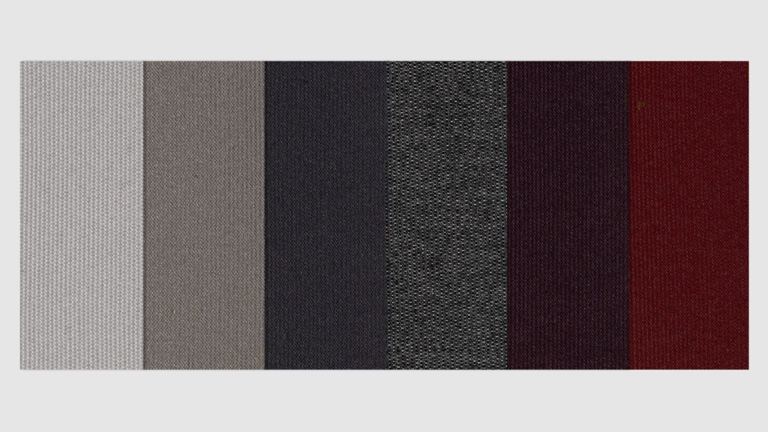 Marine Grade fabric in silver, grey, dark grey, graphite, plum and burgundy