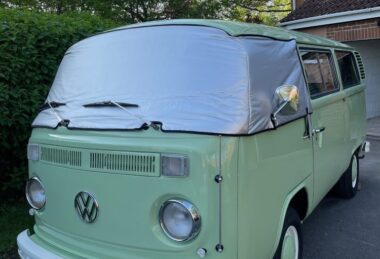 campervan with thermal windscreen cover