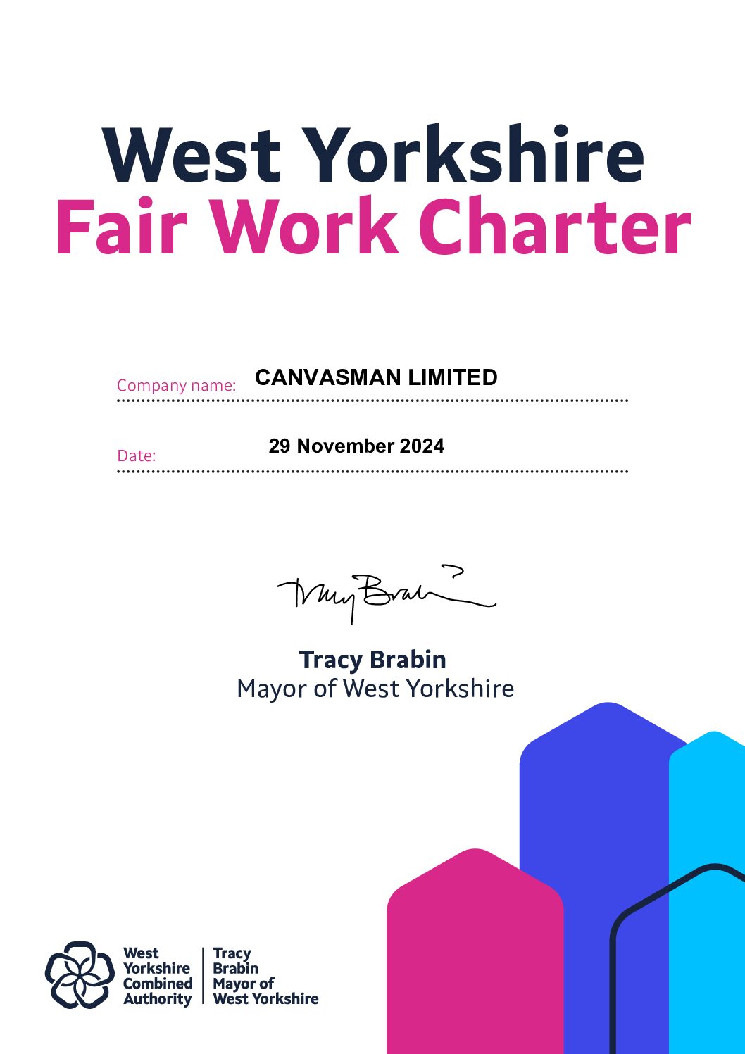 Canvasman|West Yorkshire Fair Work Charter