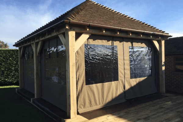 Gazebo with canvas side panels